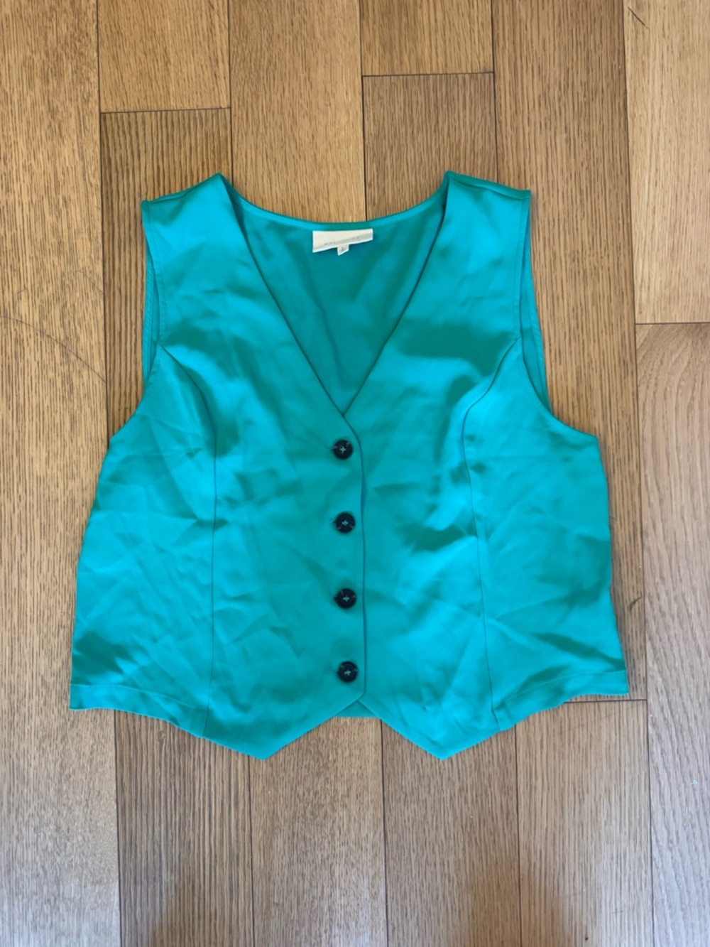 MELLODAY Teal Sleeveless V-Neck Button Front Vest